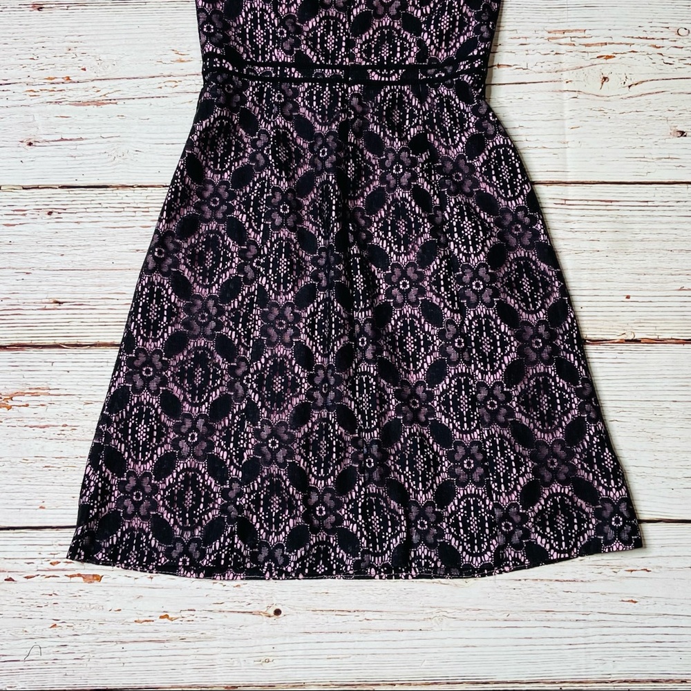 Helen Wang NYC Pink with Black Lace Strapless Fit and Flare Dress Sz 4 - Picture 14 of 16